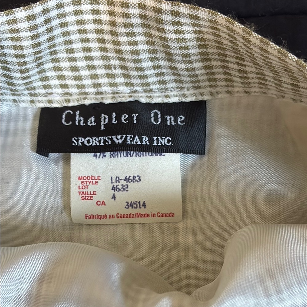 Gingham Midi Wrap Skirt; Vintage Light Olive Green & White, Lined, Size 2; EUC - Picture 5 of 10
